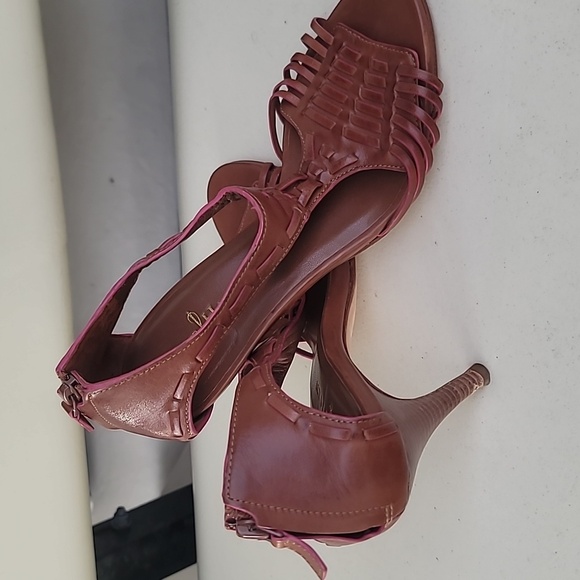 Cole Haan Womens Shoes 7B Brown Nike Air Strappy Sandals Heels Leather Career - Picture 5 of 8